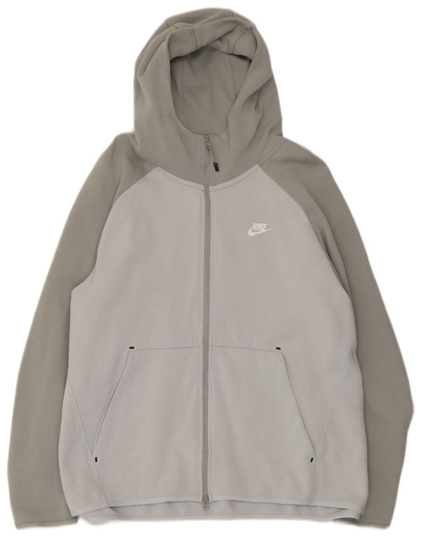 Felpa con cappuccio e zip Nike da uomo 2XL in cotone color block grigio