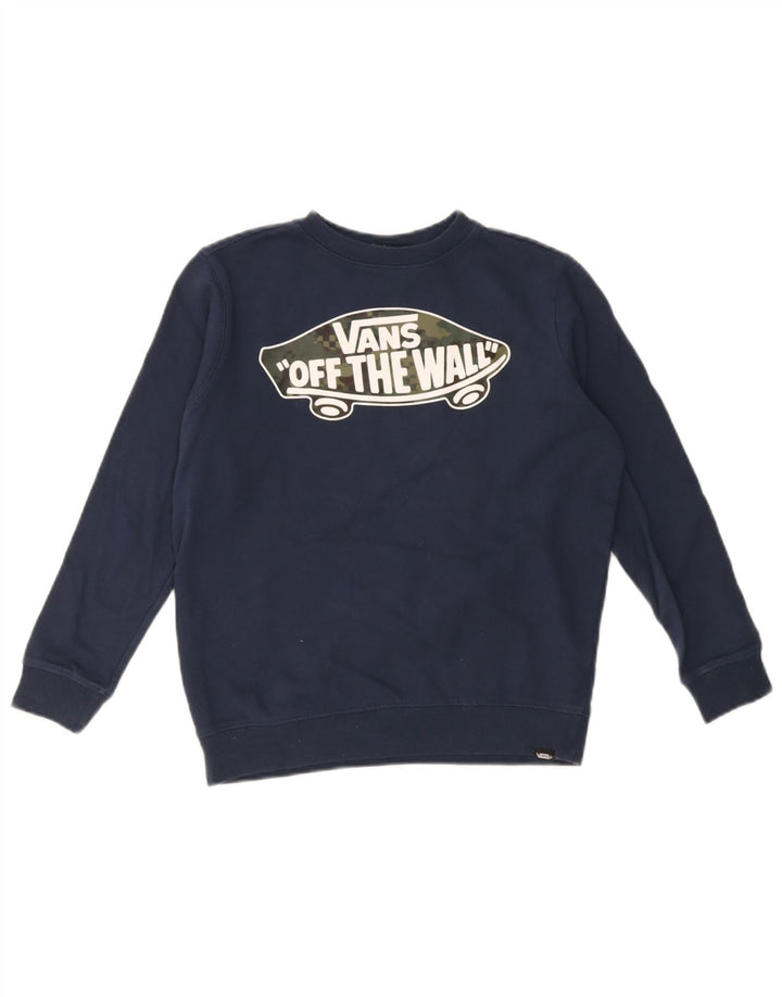 Felpa con grafica da bambino Vans, 7-8 anni, piccola, in cotone blu navy