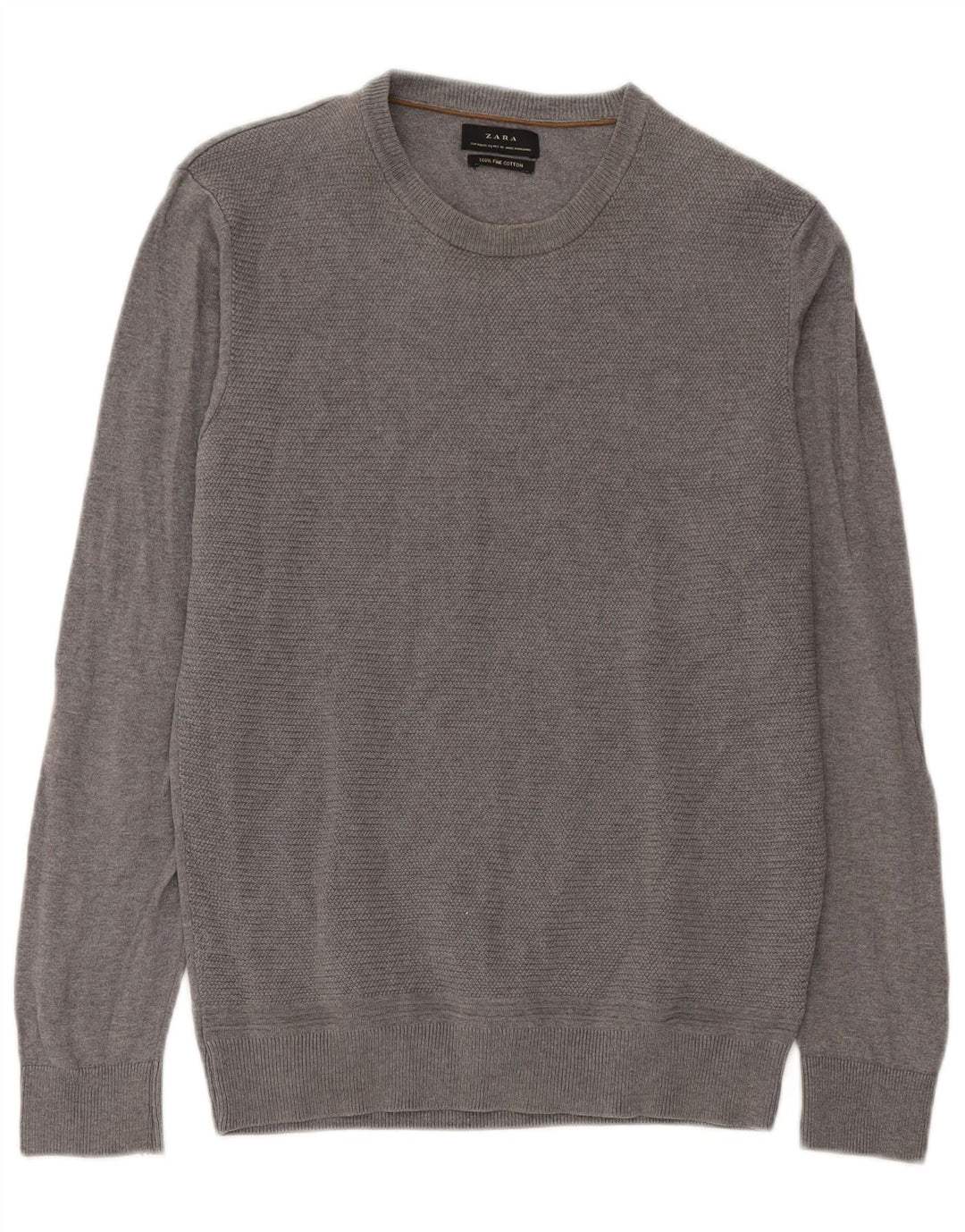 Maglione maglione girocollo da uomo Zara in cotone grigio medio