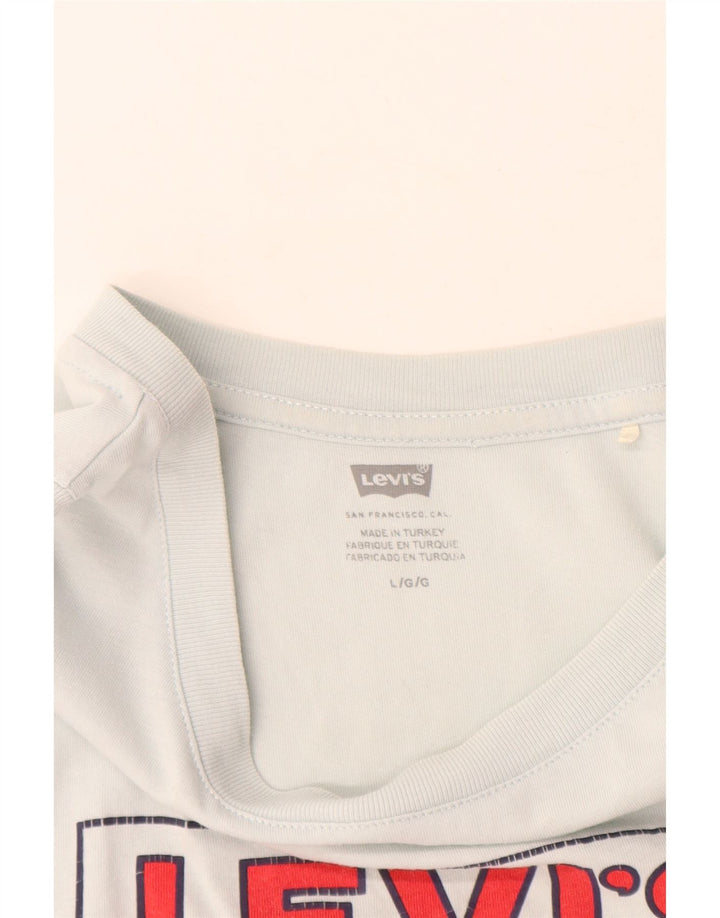 Levi's Canottiera grafica corta da donna UK 16 grande cotone blu
