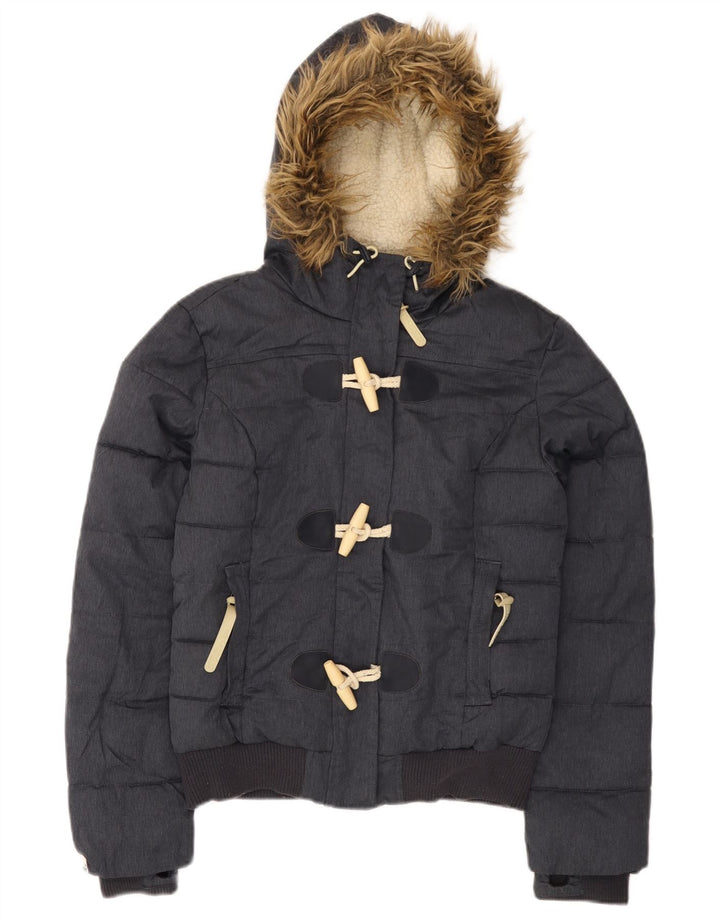 Giacca imbottita con cappuccio da donna Superdry UK 10 Small Poliestere grigio