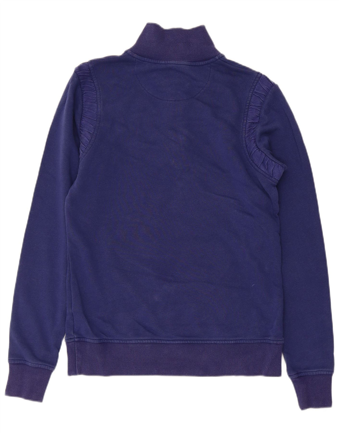 MUSTO Womens Zip Neck Sweatshirt Jumper UK 12 Small  Navy Blue Cotton