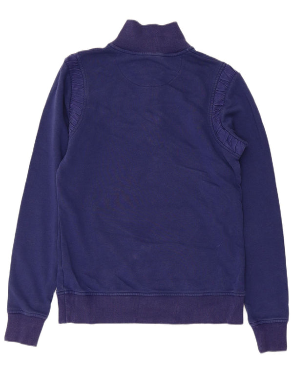 MUSTO Womens Zip Neck Sweatshirt Jumper UK 12 Small  Navy Blue Cotton