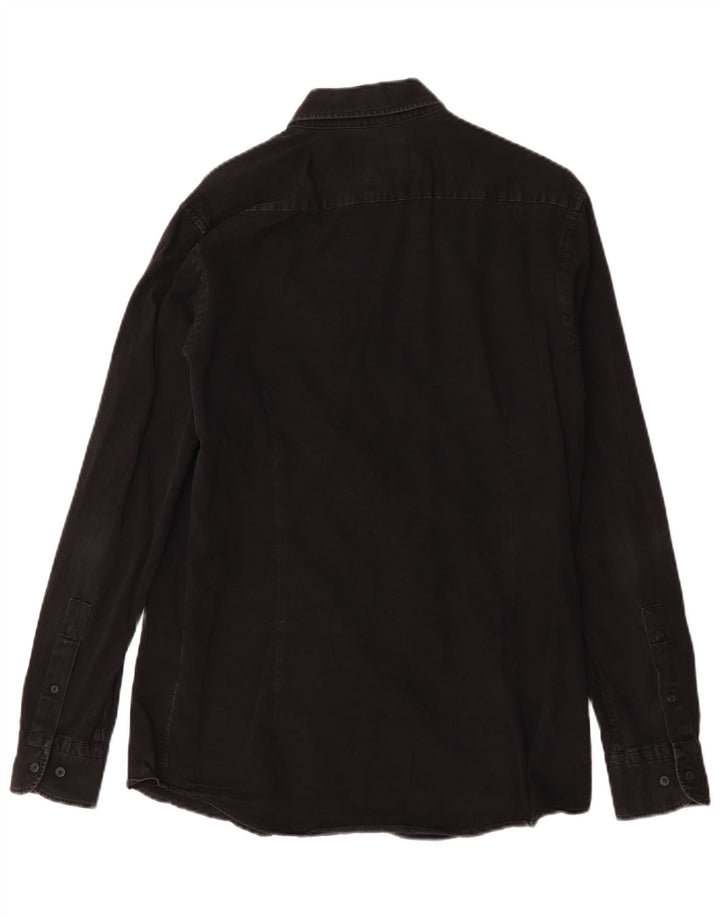 Camicia di jeans da uomo Massimo Dutti in cotone nero medio