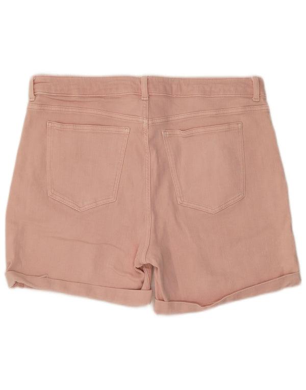 Pantaloncini di jeans a vita alta da donna Marks & Spencer UK 16 Large W36 Cotone rosa