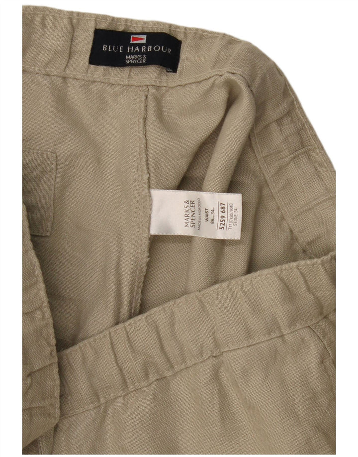 Bermuda da uomo Marks & Spencer blu Harbour W34 grande lino beige