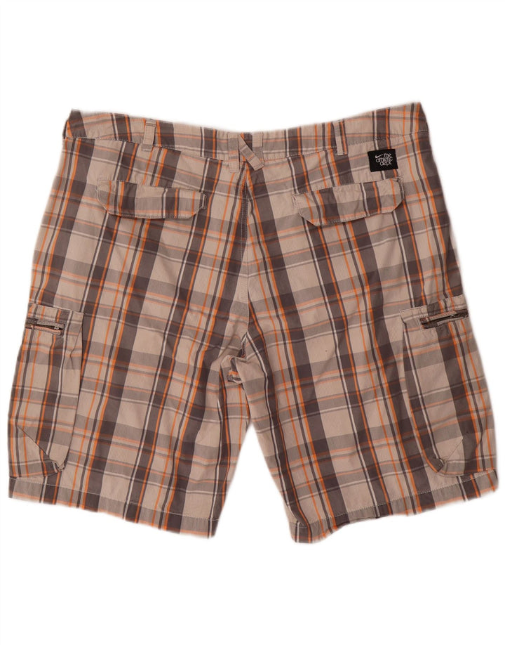 Pantaloncini cargo da uomo NIKE W36 grandi in cotone a quadri grigi