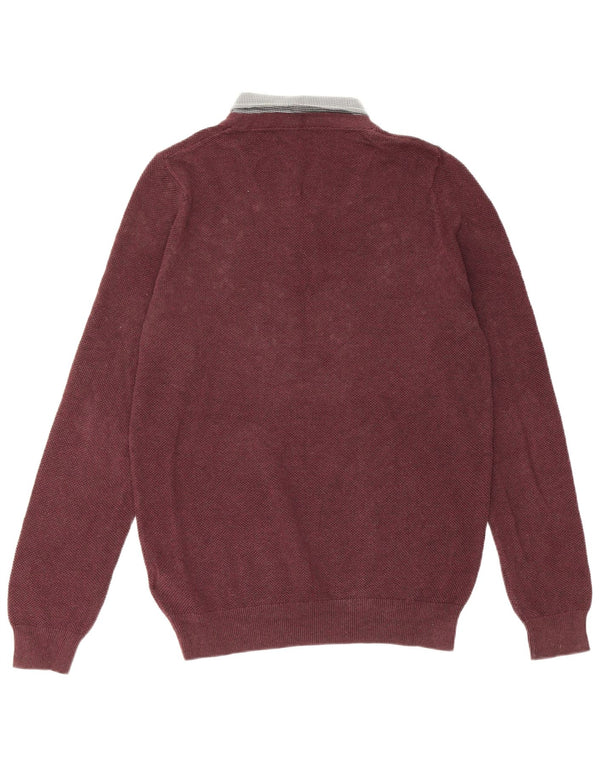 Maglione da uomo Marks & Spencer vestibilità regolare con collo alto piccolo bordeaux