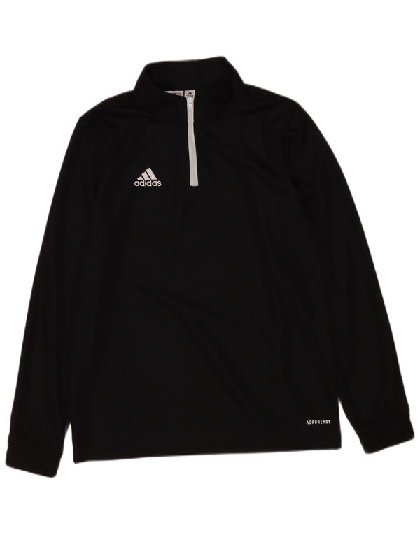 Top della tuta da ginnastica Adidas Aeroready Zip Neck Pullover da ragazzo 11-12 anni Nera