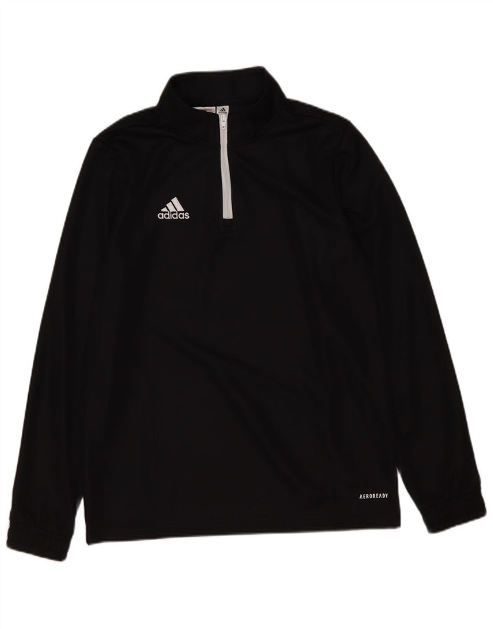 Top della tuta da ginnastica Adidas Aeroready Zip Neck Pullover da ragazzo 11-12 anni Nera