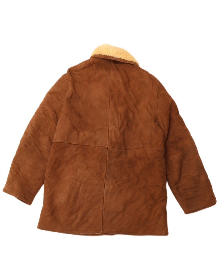 VINTAGE Womens Shearling Jacket UK 18 XL Brown