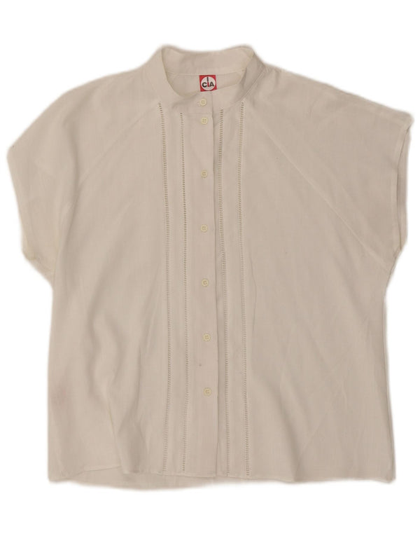 Vintage Womens Sleeveless Shirt Blouse IT 46 Large White Polyester