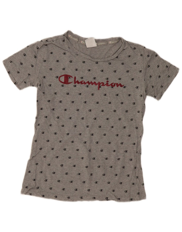T-shirt grafica da donna CHAMPION Top UK 12 Cotone grigio medio