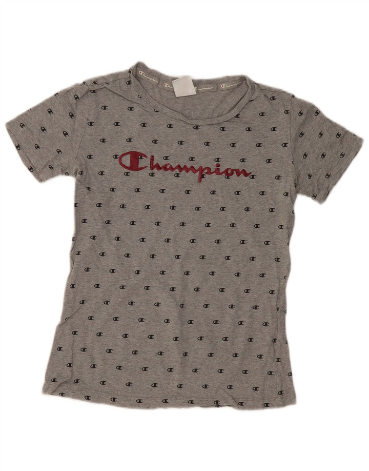 T-shirt grafica da donna CHAMPION Top UK 12 Cotone grigio medio