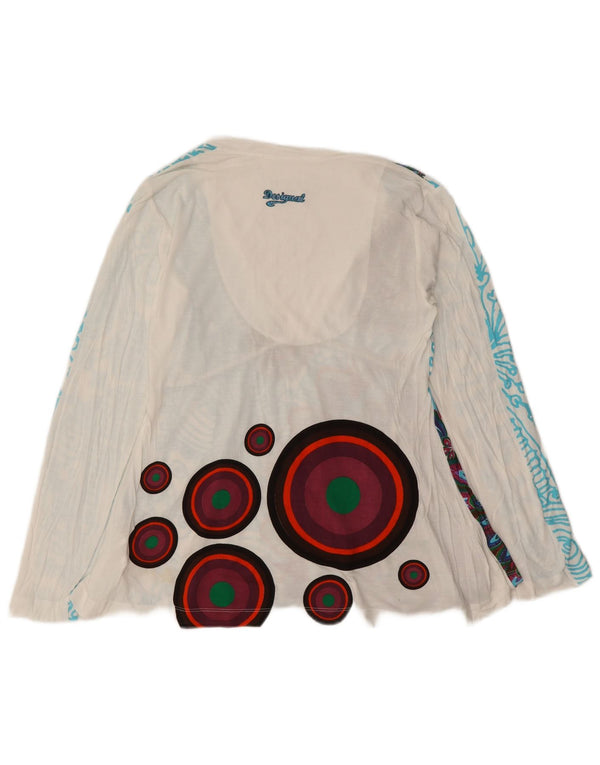 Desigual Womens Graphic Top manica lunga UK 12 viscosa floreale bianca media