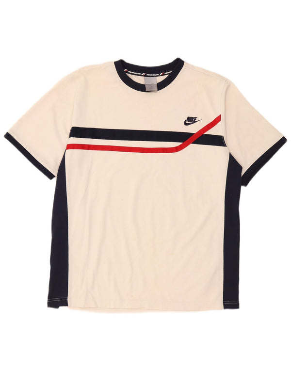 T-shirt da uomo Nike Top UK 42/44 grande cotone color block bianco