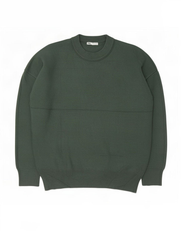 Maglione Zara da uomo girocollo in viscosa verde medio