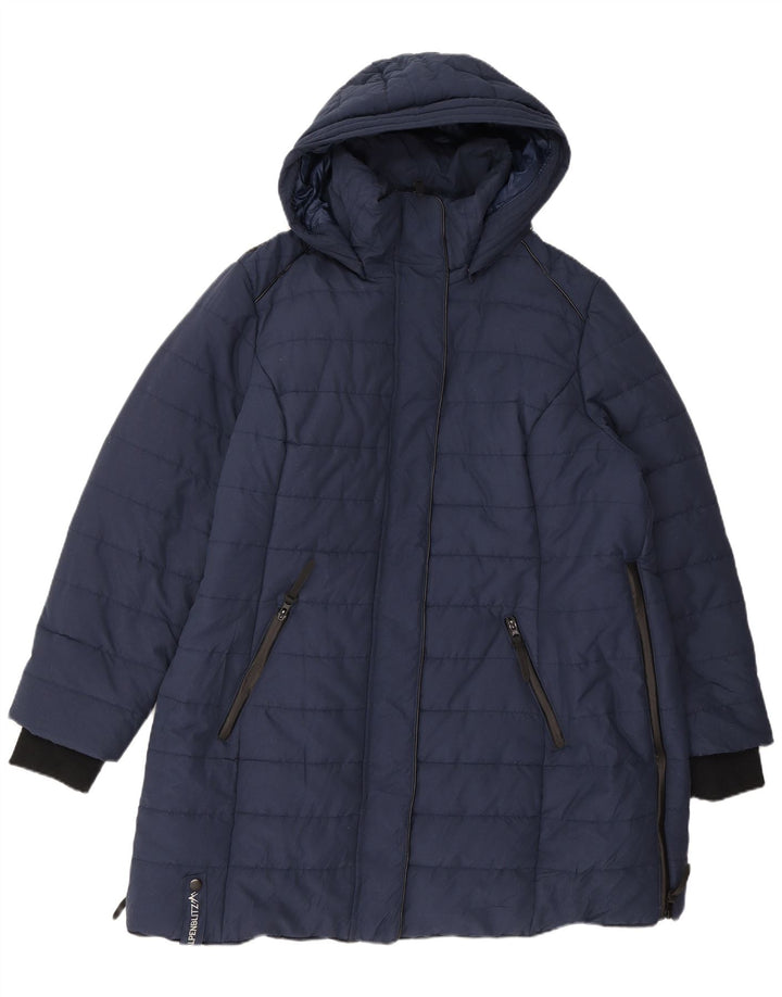 Cappotto imbottito con cappuccio da donna Alpenblitz UK 24 4XL poliestere blu navy