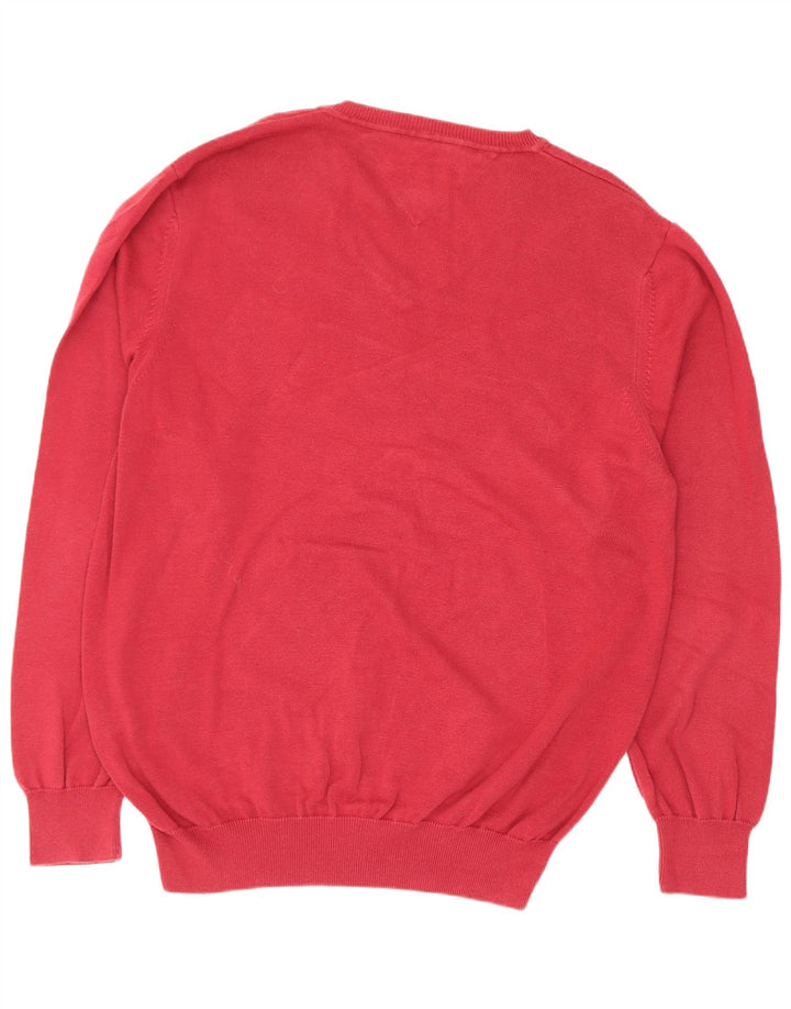 Maglione maglione con scollo a V da uomo Tommy Hilfiger grande cotone rosso