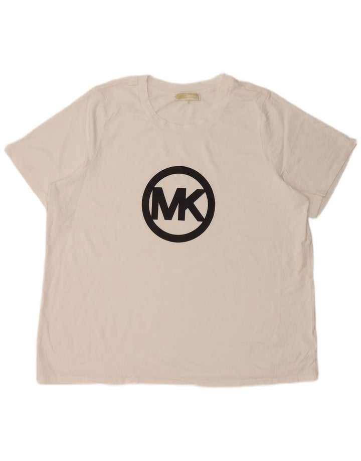 MICHAEL KORS T-shirt grafica da uomo XL in cotone bianco