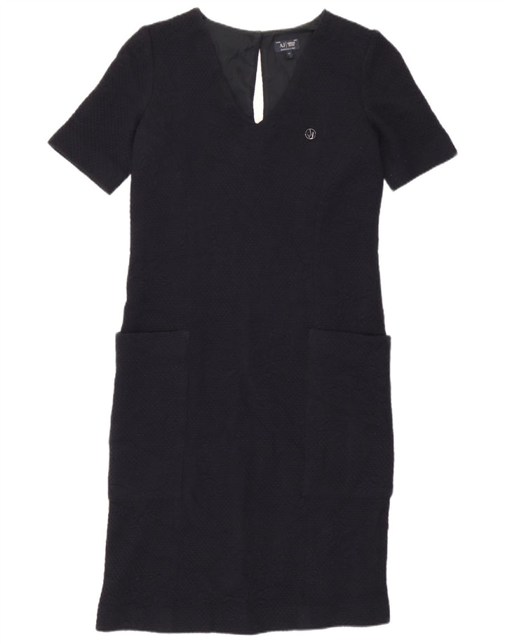 Abito a trapezio da donna Armani UK 12 medio blu navy floreale