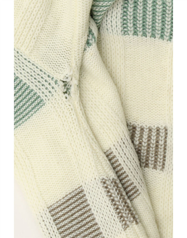 LONDON FOG Maglione da uomo con scollo a V piccolo acrilico a righe bianco sporco