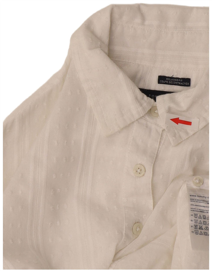Maglietta pullover dalla vestibilità rilassata da donna Tommy Hilfiger UK 10 Small White Striped
