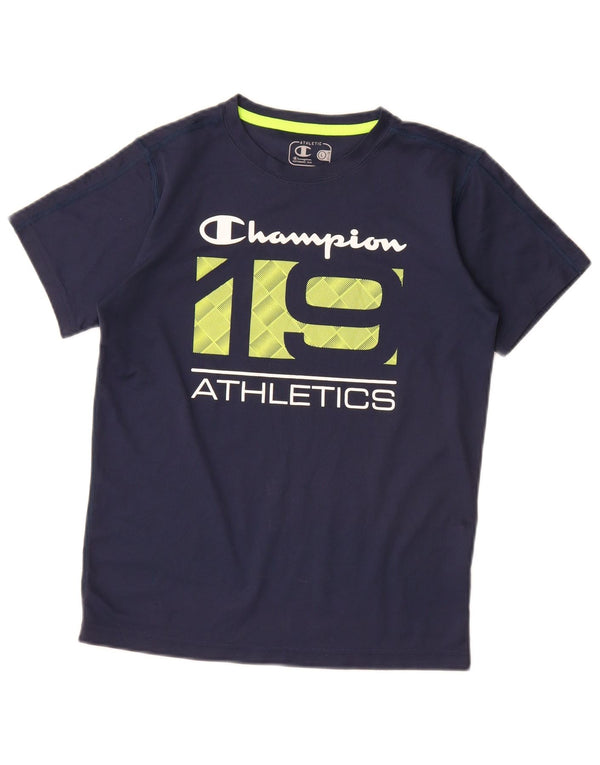 T-shirt grafica Champion per ragazzi, 11-12 anni, grande, in poliestere blu navy