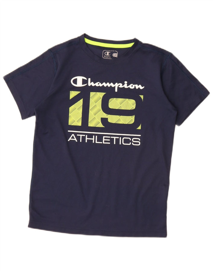 T-shirt grafica Champion per ragazzi, 11-12 anni, grande, in poliestere blu navy