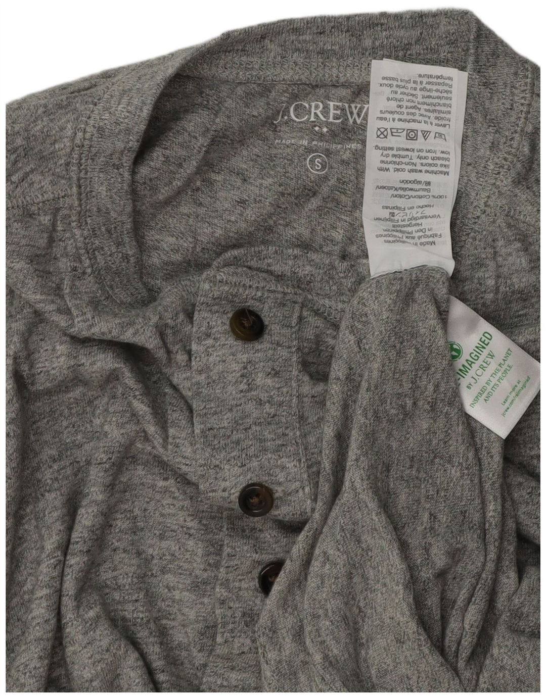 J. CREW Top da uomo a maniche lunghe in cotone chiazzato grigio piccolo