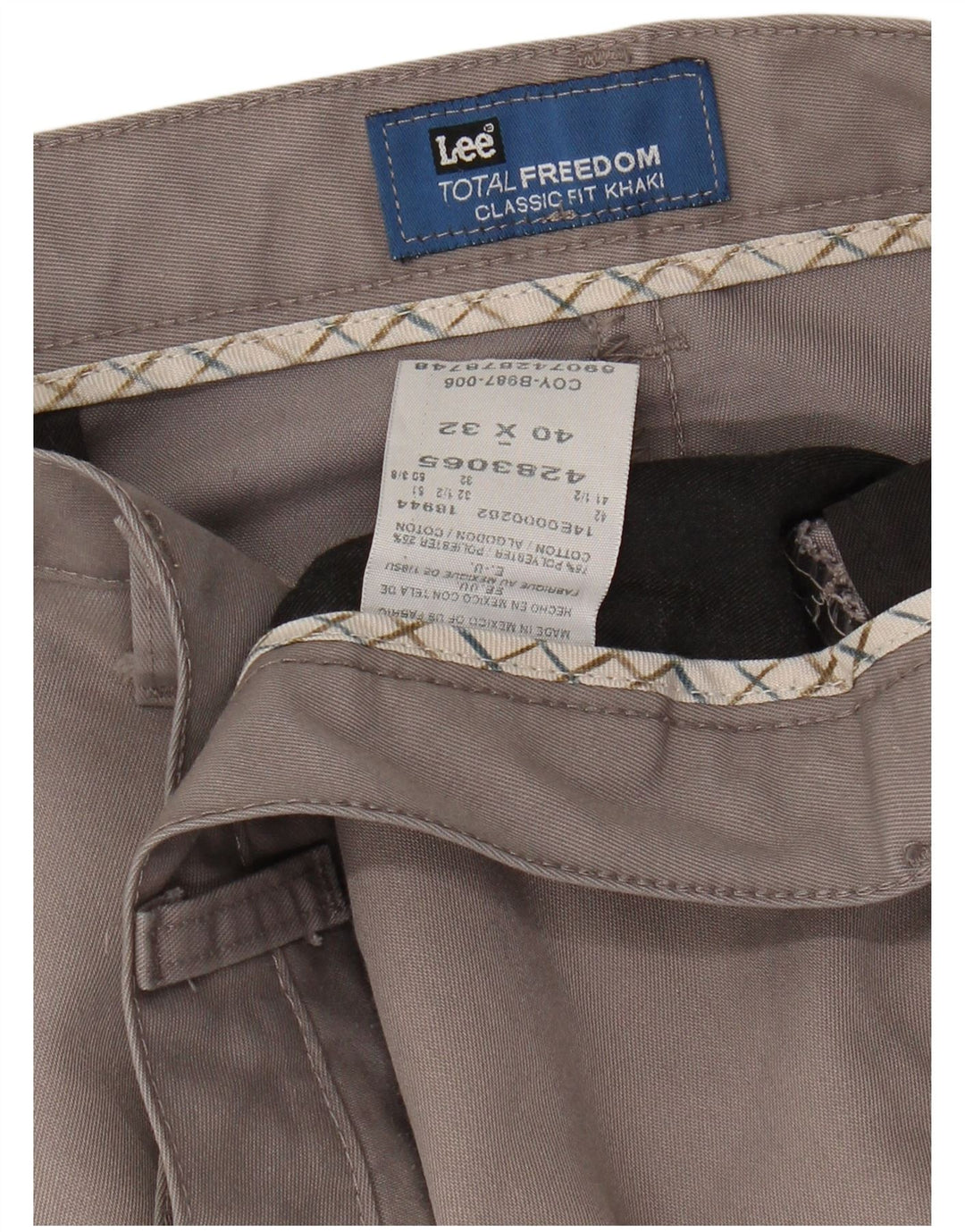Pantaloni chino Lee da uomo dal taglio classico dritto W40 L32 poliestere grigio