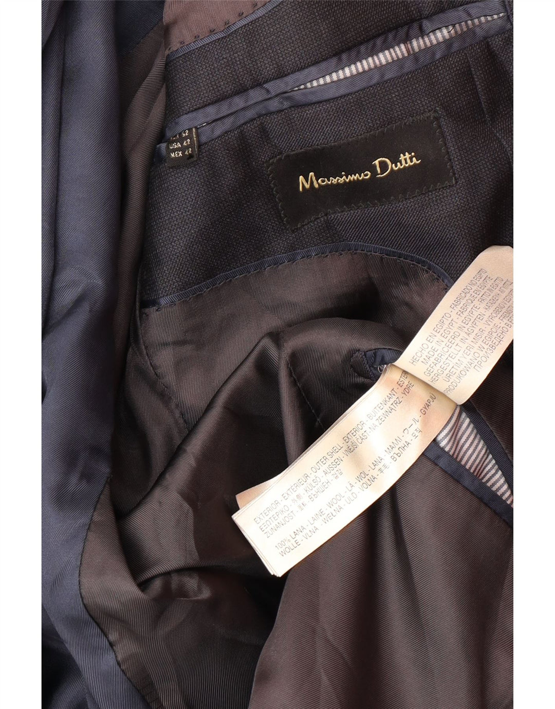 MASSIMO DUTTI Giacca blazer da uomo a 2 bottoni EU 52 Large in lana blu navy