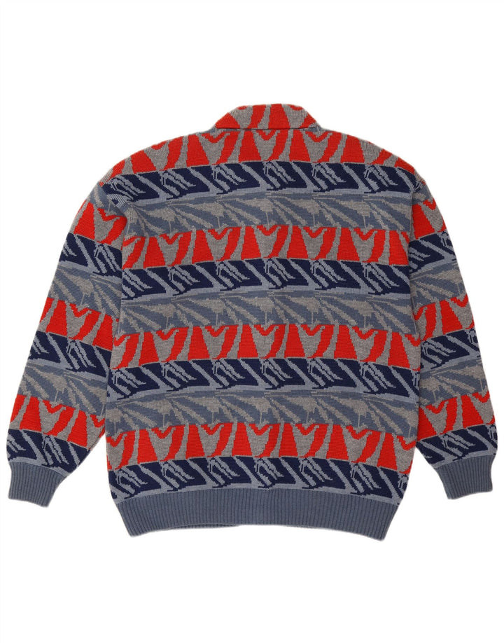 Maglione cardigan da uomo Settebello grande lana geometrica blu