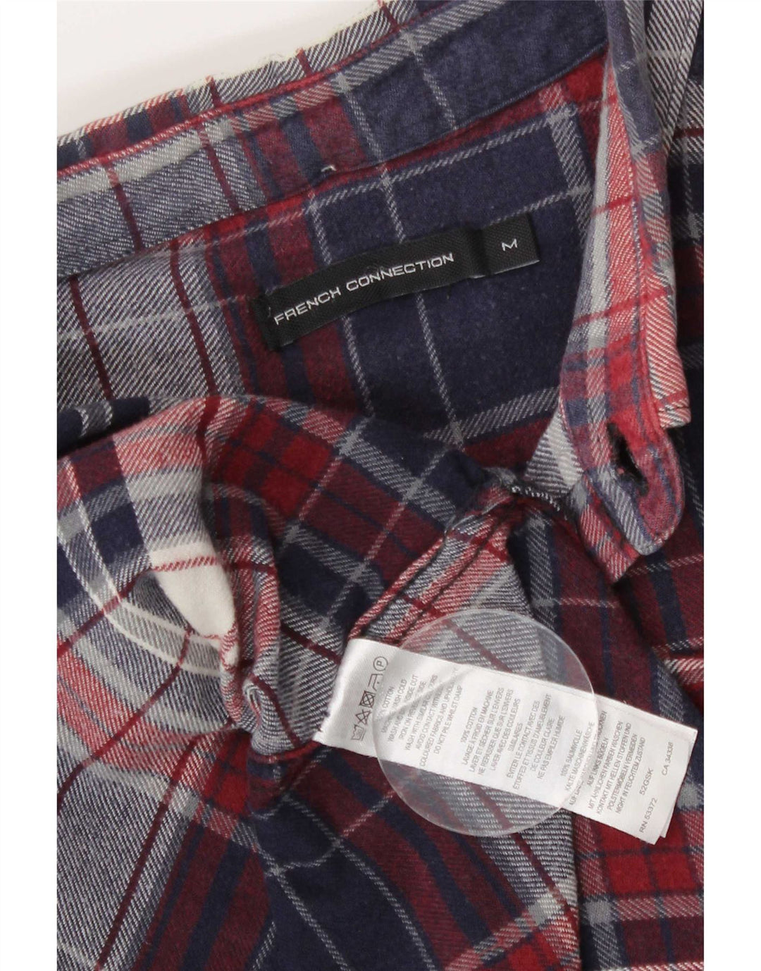 Camicia da uomo in flanella French Connection, cotone scozzese medio blu navy