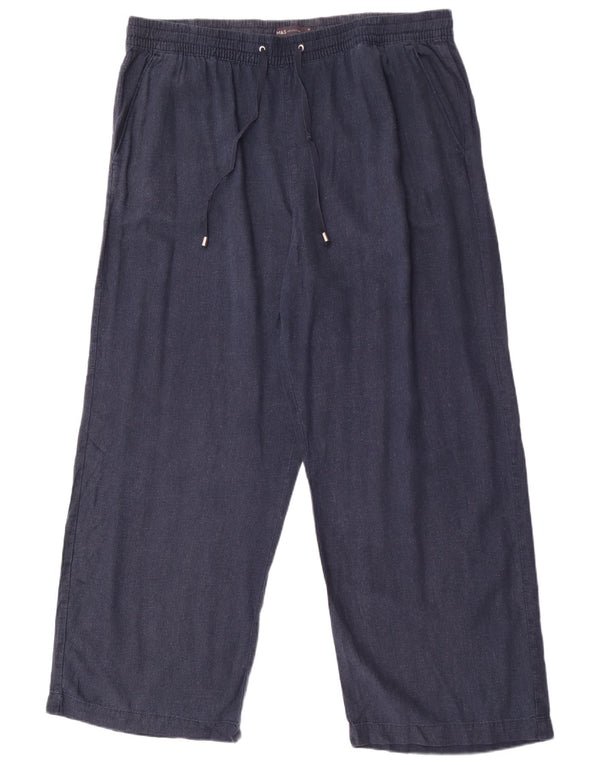 Pantaloni chino a gamba larga da donna Marks & Spencer UK 20 2XL W38 L30 Blu navy