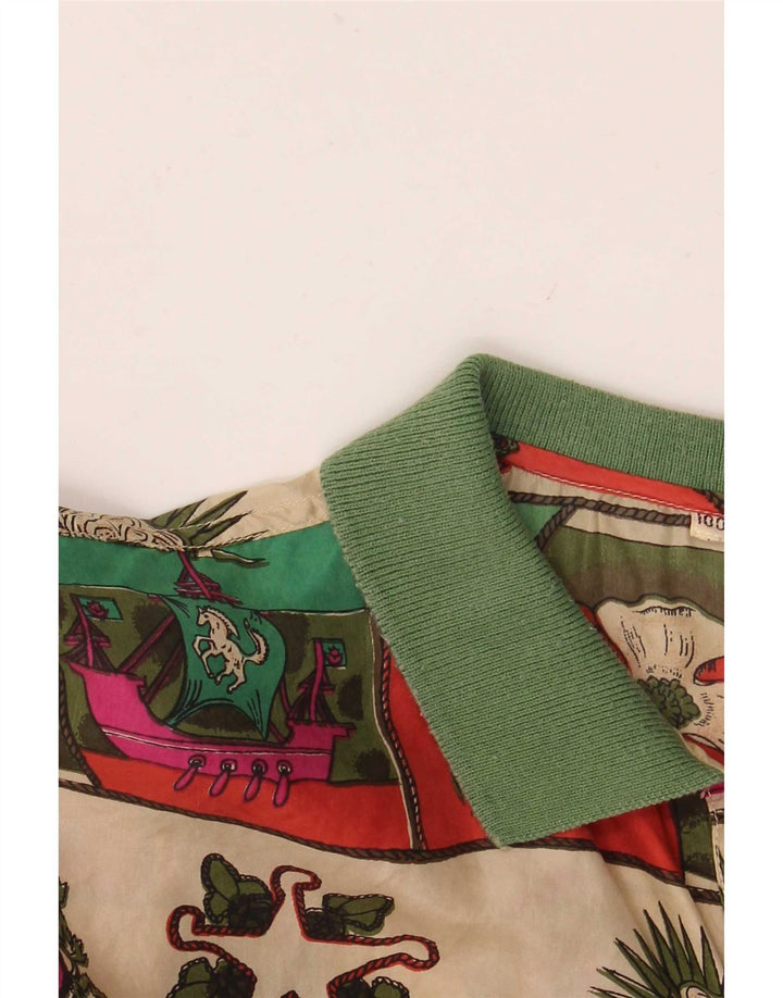 Camicia pullover vintage da uomo con motivo astratto grande multicolore