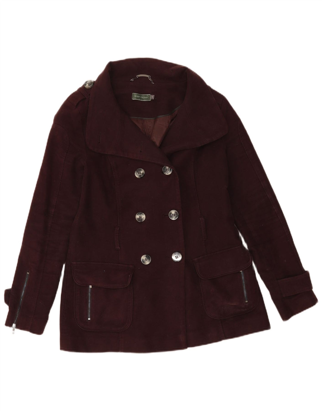 Cappotto da marinaio da donna MINT VELVET UK 10 piccolo cotone marrone