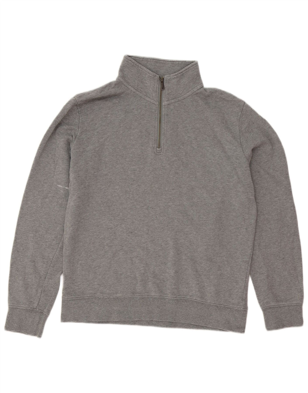 Felpa da uomo Marks & Spencer con zip e collo, in cotone grigio medio