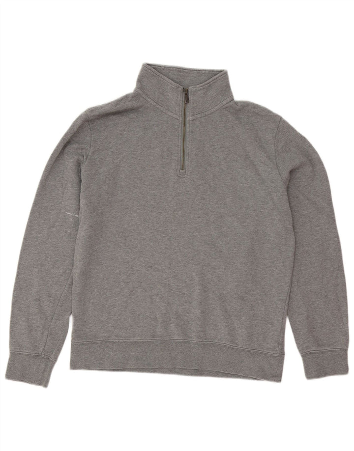 Felpa da uomo Marks & Spencer con zip e collo, in cotone grigio medio