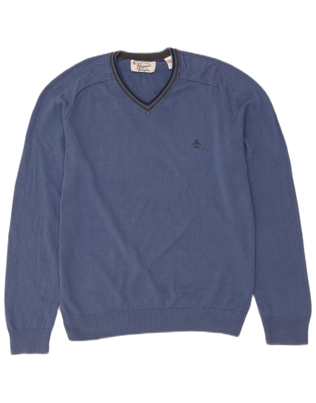 PENGUIN Maglione da uomo con scollo a V grande cotone blu
