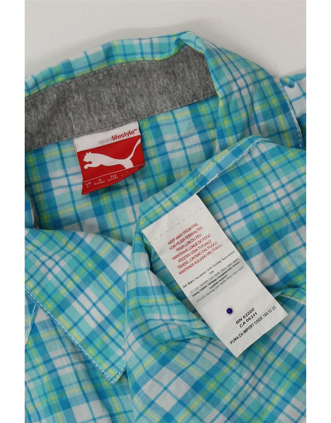 Maglia a maniche corte da uomo Puma in cotone a quadri blu grandi