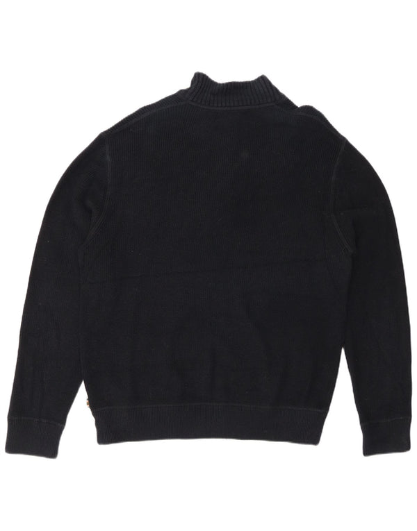 EDDIE BAUER Maglione da uomo con zip e collo grande in cotone a righe blu navy