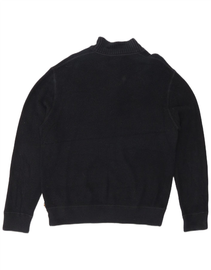 EDDIE BAUER Maglione da uomo con zip e collo grande in cotone a righe blu navy