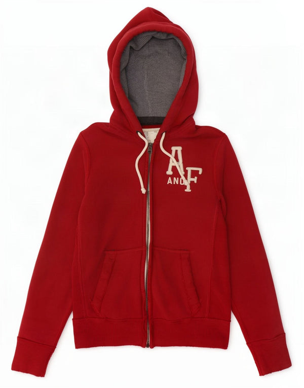 Maglione con cappuccio e zip invecchiato da uomo Abercrombie & Fitch piccolo bordeaux