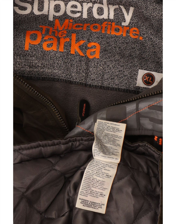 Giacca parka da uomo con cappuccio Superdry UK 42 XL poliestere kaki