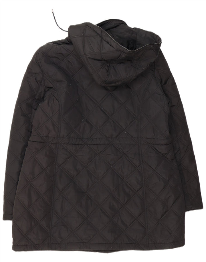 Cappotto trapuntato con cappuccio da donna DKNY UK 18 XL poliestere nero