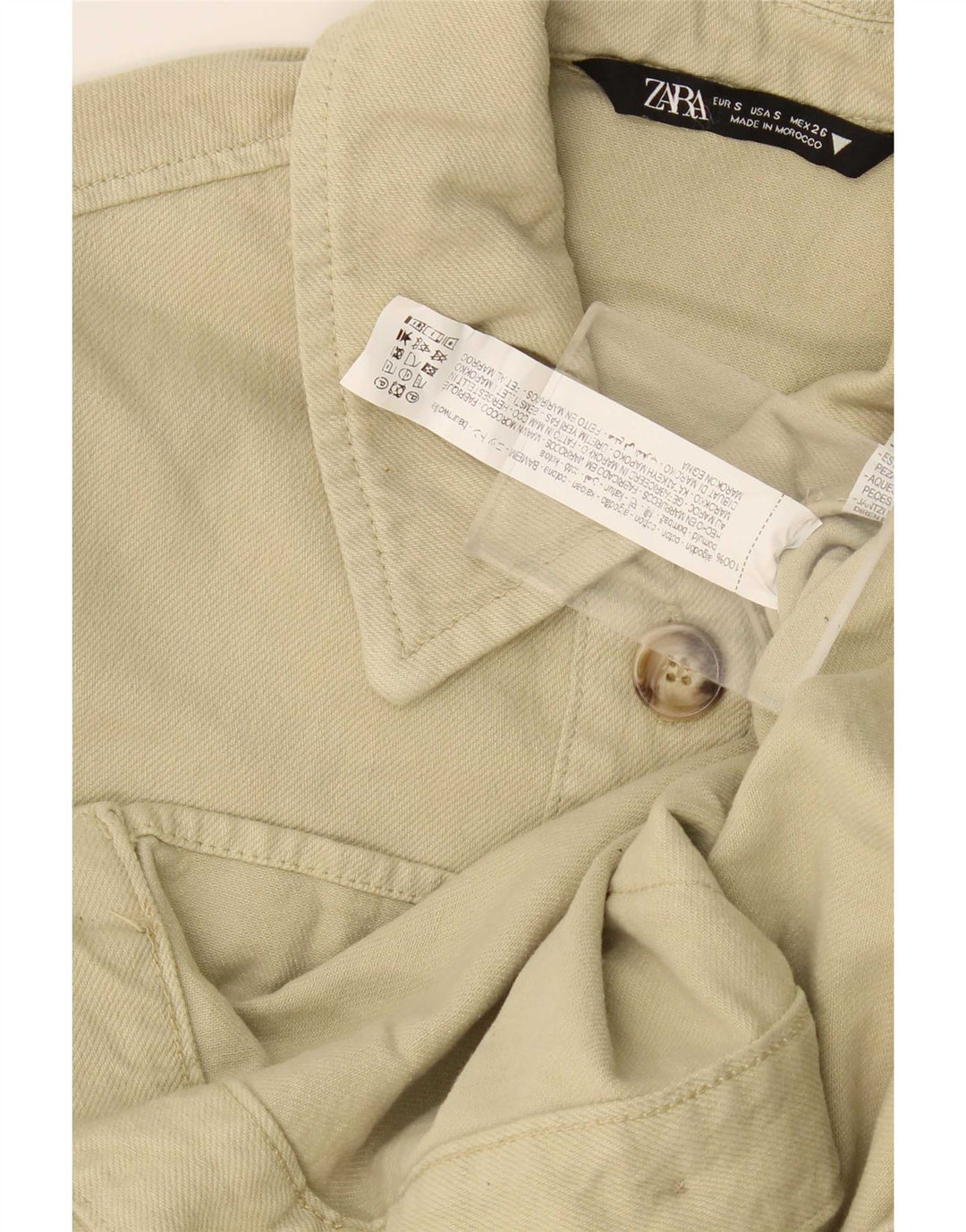 Camicia in denim oversize da donna Zara UK 10 piccola in cotone beige