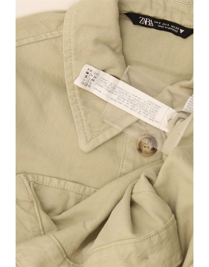 Camicia in denim oversize da donna Zara UK 10 piccola in cotone beige
