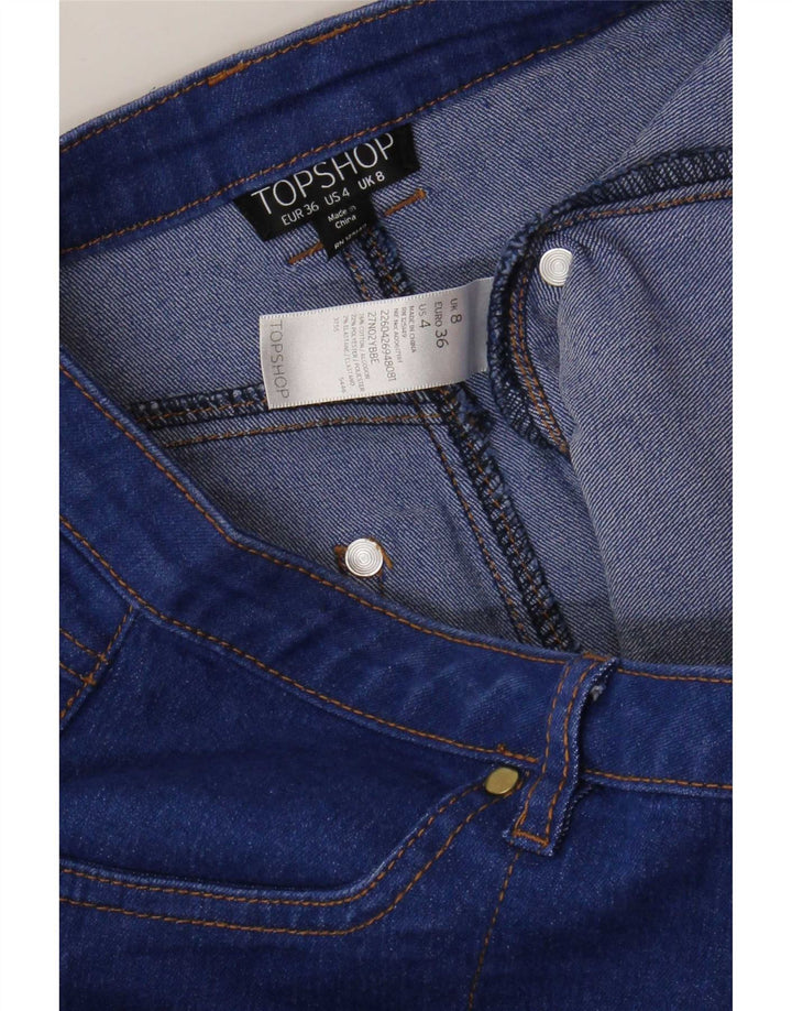 Topshop Minigonna in denim da donna UK 8 piccola W26 poliestere blu