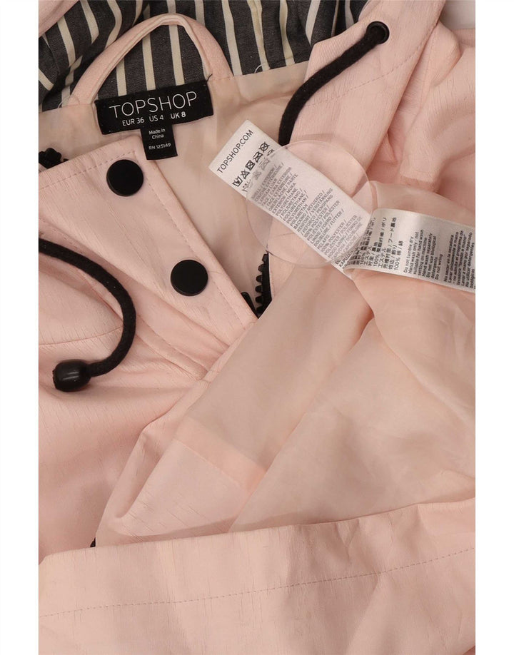 Topshop Giacca antipioggia da donna con vestibilità regolare con cappuccio UK 8 Small Rosa Poliestere